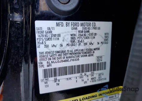 2011 Lincoln Navigator L from USA, damaged, VIN 5LMJJ3J54BEJ10335